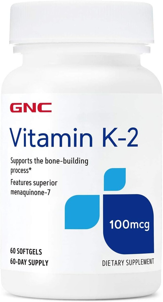 GNC Vitamin K-2 100mcg, Bone-Building Process, 60 Softgels