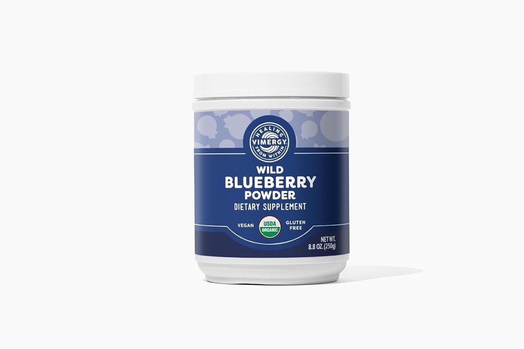 Vimergy Wild Blueberry Toz - Beyin Sağlığını Koruma* - Kardiovasküler Fonksiyonl* - Organik, Vegan & Gluten-Free - Düzenli Boyut 250g