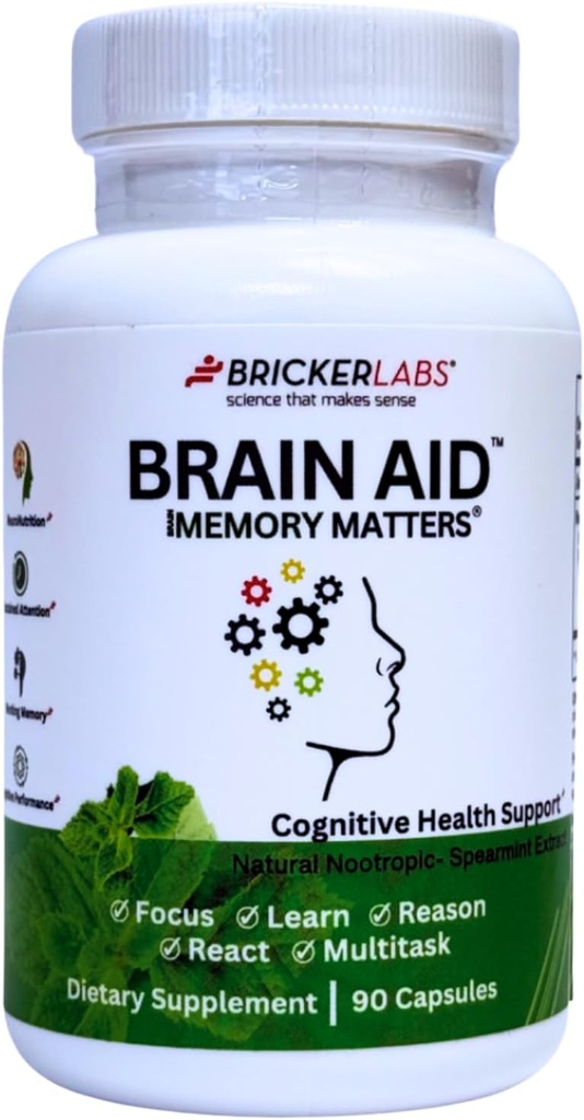 Bricker Labs Beyin Aid Memory Matters – Nootropic Brain Supplement with Neumentix Spearmint Extract for Cognitive Support, Focus, Concentration, and Memory – 90 Capsules