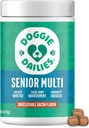 Doggie Dailies Senior Essentials Multivitamin for Dogs Soft Chews | Advanced Dog Multivitamin | Ortaklar, Skin & Coat, Digestion ve Immune System | Bacon Flavor | 120 Kont