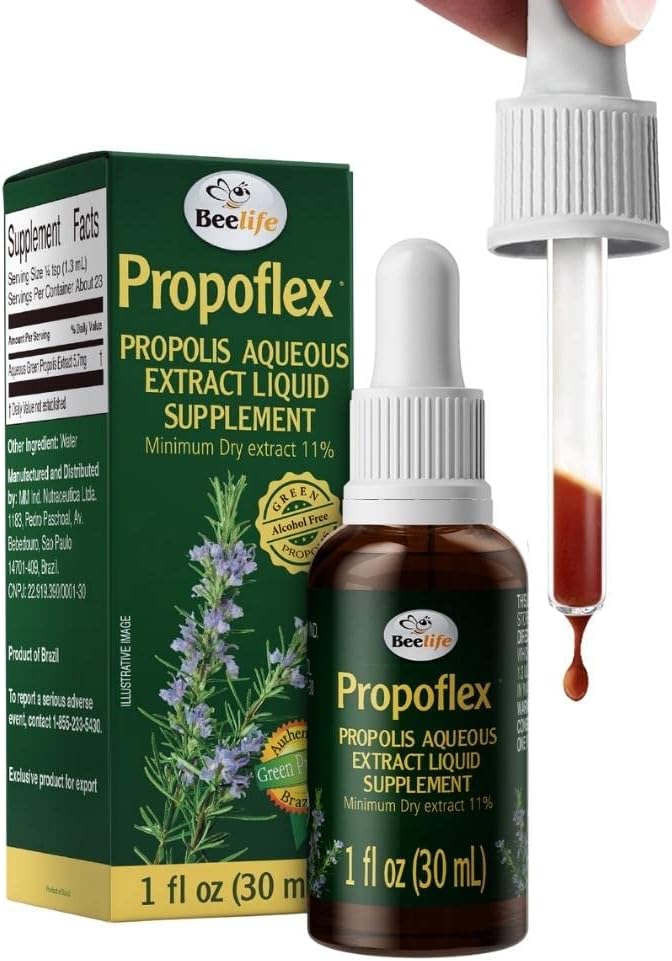 Beelife Propoflex Green Propolis Extract - Όχι Αλκοόλ Bee Propolis Βάμμα, Υψηλή Artepillin-C Επίπεδα - Αντιοξειδωτικό-Rich Liquid Supplement for Wellness - Natural & Kosher - Made in Brazil, 1 Fl. Oz.