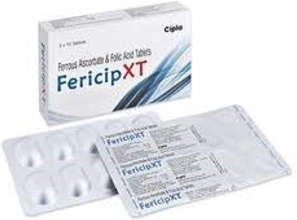 AZAZ Fericip- xt Ferrous Ascorbate ve Folic Acid 30 Tablets