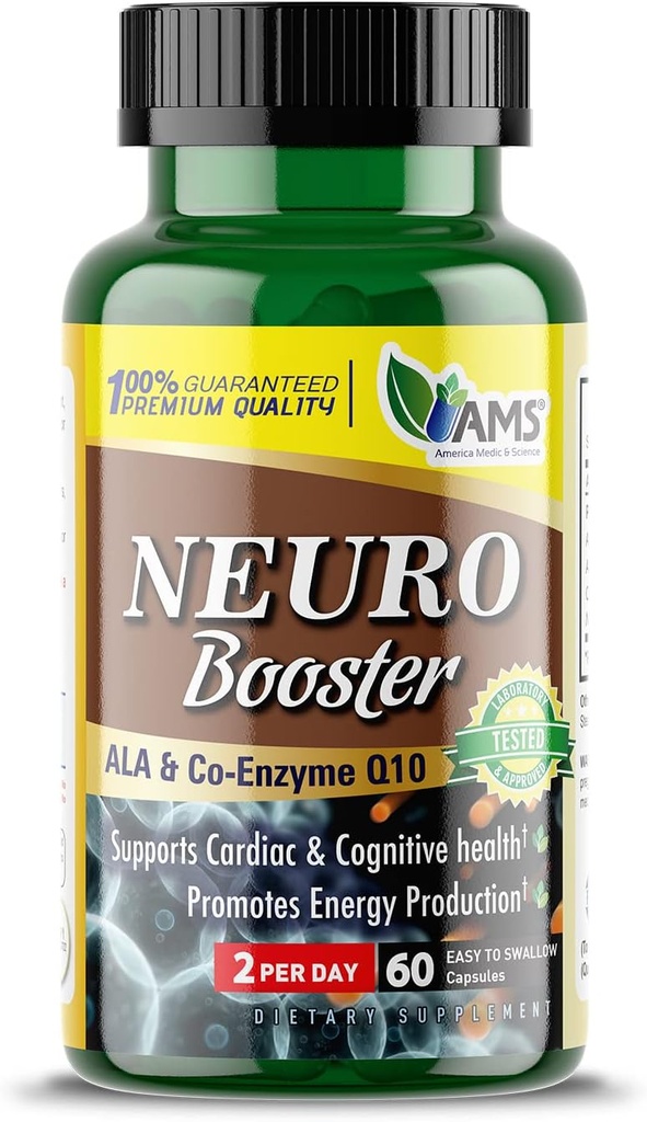 Amerika Medic & Science Neuro Branson (60 Capsules) | Beyin Sağlığı için Beslenme Tamamı | Daha İyi Hafıza ve Bilişsel Fonksiyonlar | Coenzyme Q10, ALA ve Acetyl L-Carnitine