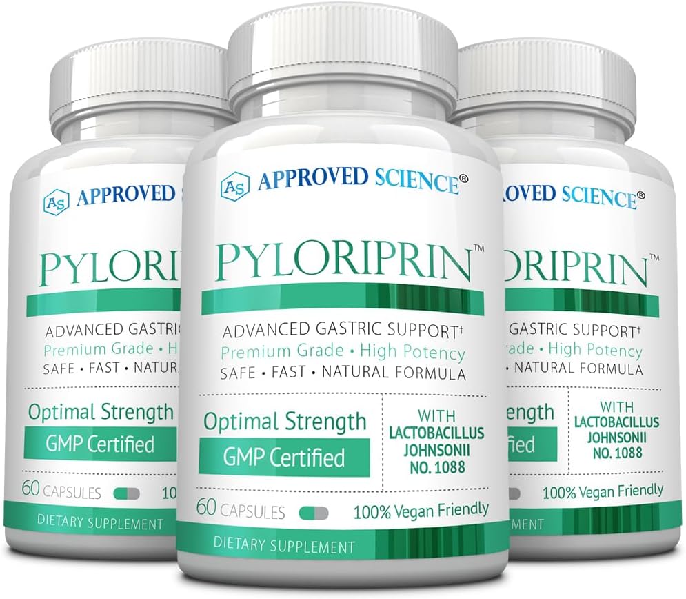 Onaylanmış Bilim Pyloriprin - Sağlıklı Bir Stomach için Gelişmiş Digestive Destek - çinko L-Carnosine, Probiyotik, Broccoli Sprout, Deglycyrrhized Licorice - 180 Capsules - Three Moon Supply - Vegan