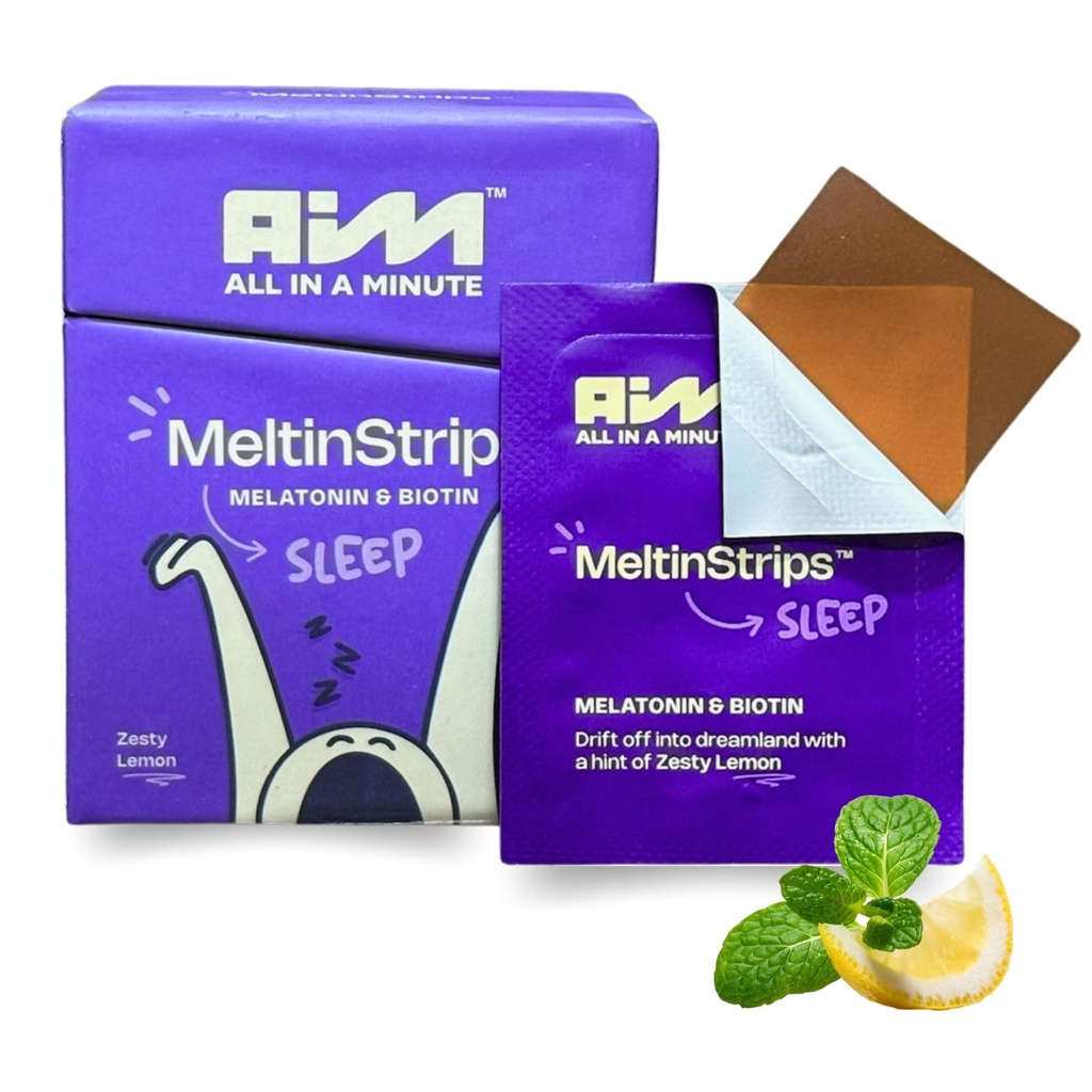 MeltinStripsTM Fast-Acting Sleep Strips with 5 mg Melatonin, Biotin, Valerian Root, Lemon Balm & Chamomile | Doğal Uyku Yardımı | Saç Yaz | Vegan, Sugar Free | Zesty Lemon Flavor 30 Strips