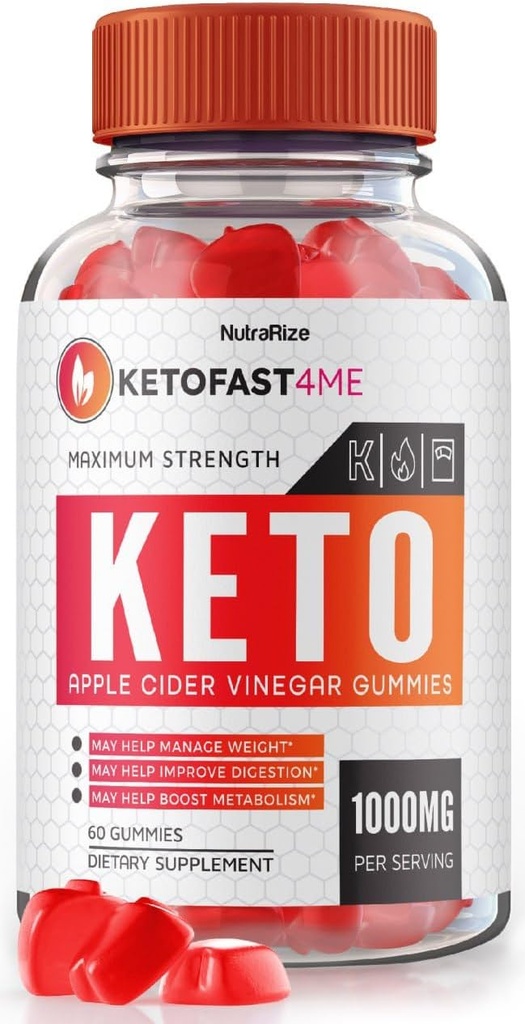 NutraRize KetoFast4ME Κετο+ACV Gummies για προηγμένη απώλεια βάρους, συμπλήρωμα μέγιστης αντοχής, Gomitas Gummy Κριτικές (60 Gummies)
