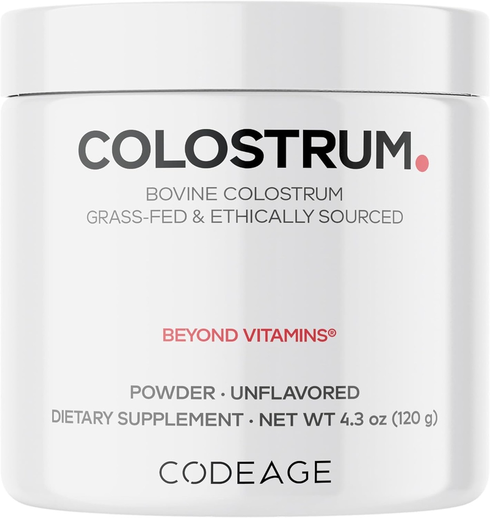 Codeage Bovine Colostrum Powder Supplement 4-Month Supply, 1000mg per Serving, Grass-Fed Ηθικά πηγάζει, Immunoglobulin-Rich Prized First Milk, Ψυχρό-Chain Pasteurized, Παγκοσμιοποιημένο, Μη-GMO, 4.3 OZ