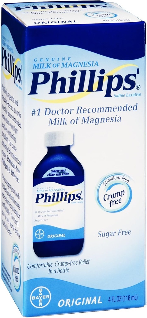Γάλα μαγνησίας Philips Laxative Original Sugar Free, 4 oz