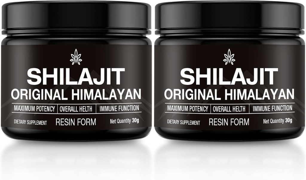 Shilajit Pure Himalayan Organik Shilajitwear Gold Grade 100% Fulvic Acid, 85+ Trace Minerals, Lab Test for Energy, Immune Support, 30 Grams (2 Pack)