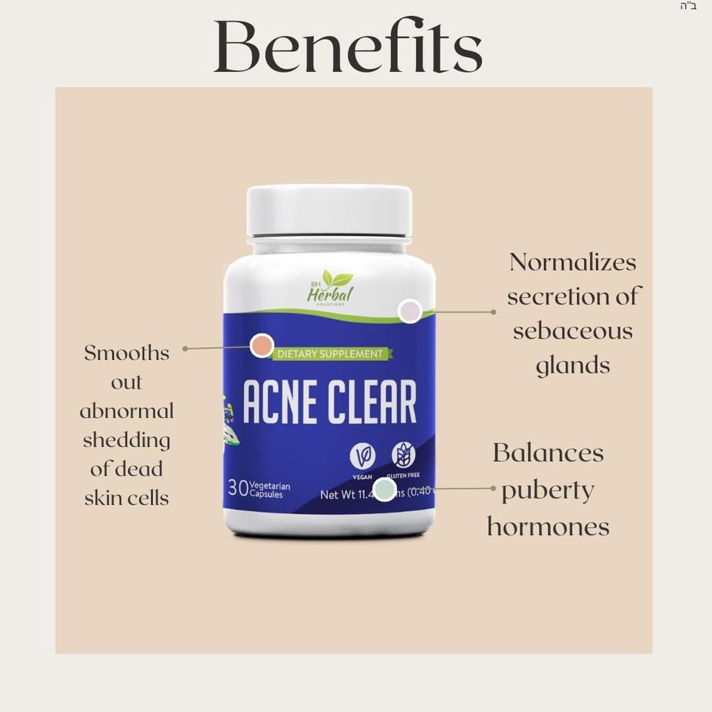 Acne Clear - Acne Pills Clear Skin - Acne Treatment - Cleanse & Detoxify - Αντι-Ακνη Συμπληρώματα για άνδρες, γυναίκες & εφήβους – Ορμονικά και κυστική χάπια ακμής - 100% Φυσικό συμπλήρωμα βοτάνων