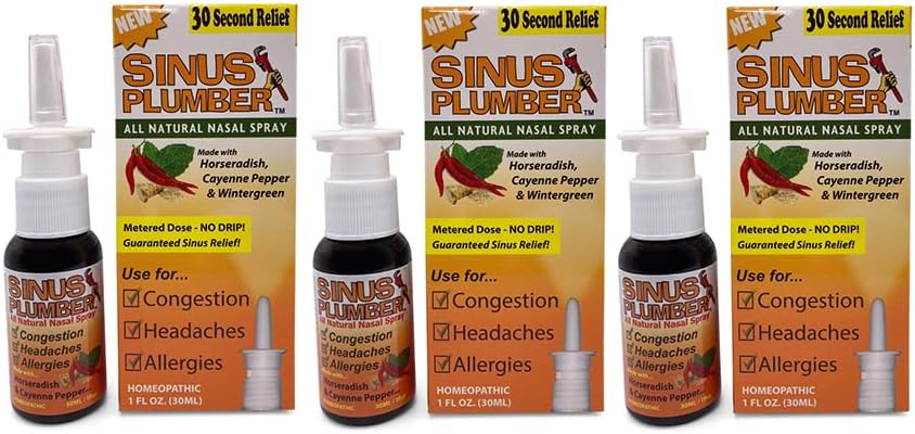 Sinus υδραυλικός 3 Pack - Φυσικό αλατούχο Nasινικό σπρέι με πιπέρι Capsicum και Wintergreen