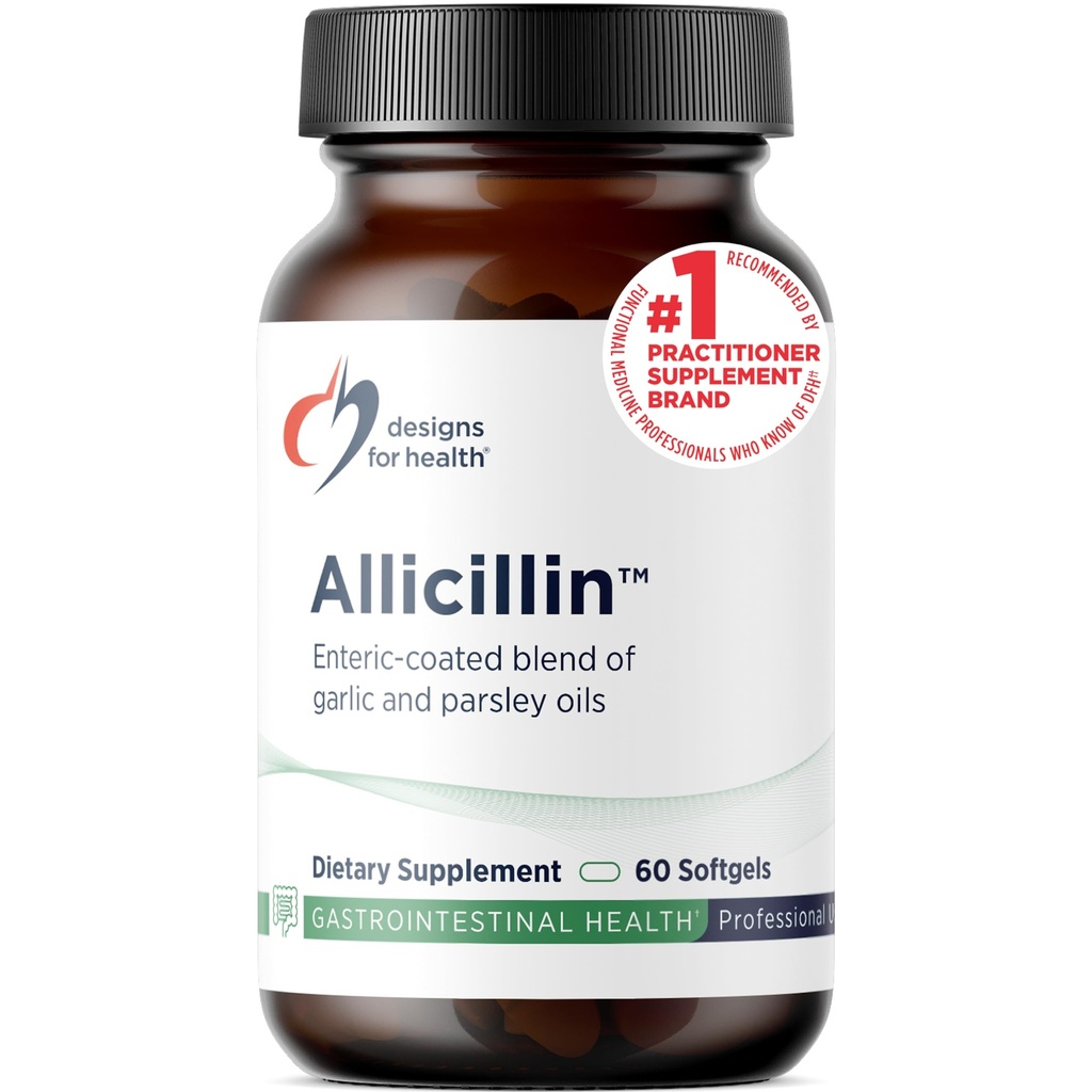 Designs for Health Allicillin - Allicin Supplement with 200mg Σκόρδο Λάδι + Παστινάκη - Χάπια σκόρδου με Ισχυρά Σουλφίδια - Enteric Coated to Help Reduce Odor, Non-GMO (60 Softgels)