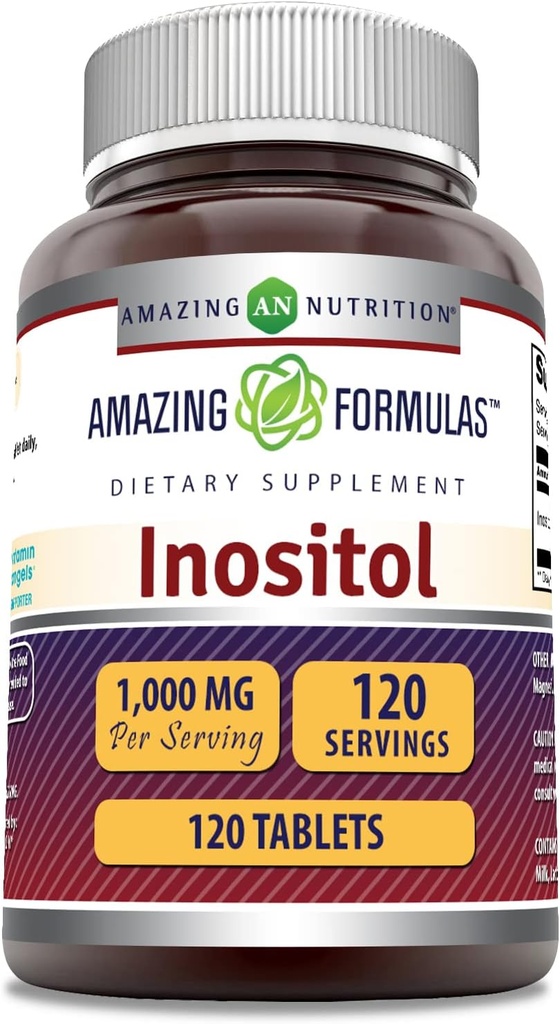 Amazing Formulas Inositol Tablets Supplement | 1000 Mg per Serving | Vitamin B8 | Non-GMO | Gluten-Free | Made in USA (1 Pack, 120 Count)
