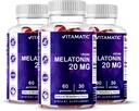 Vitamatic Melatonin 20 mg Gummies for Adults, 30 Servings - 60 Χορτοφαγικά Gummies - Μη-Habit Forming Συμπλήρωμα