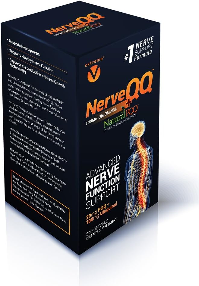NerveQ Ultra Gelişmiş Formula Neuropati Desteği - #1 Önerilen Nerve Growth Factor (NGF) Health and Function. Ubiquinol (QH) Plus Natural PQ 20mg (Vegetarian Softgels)