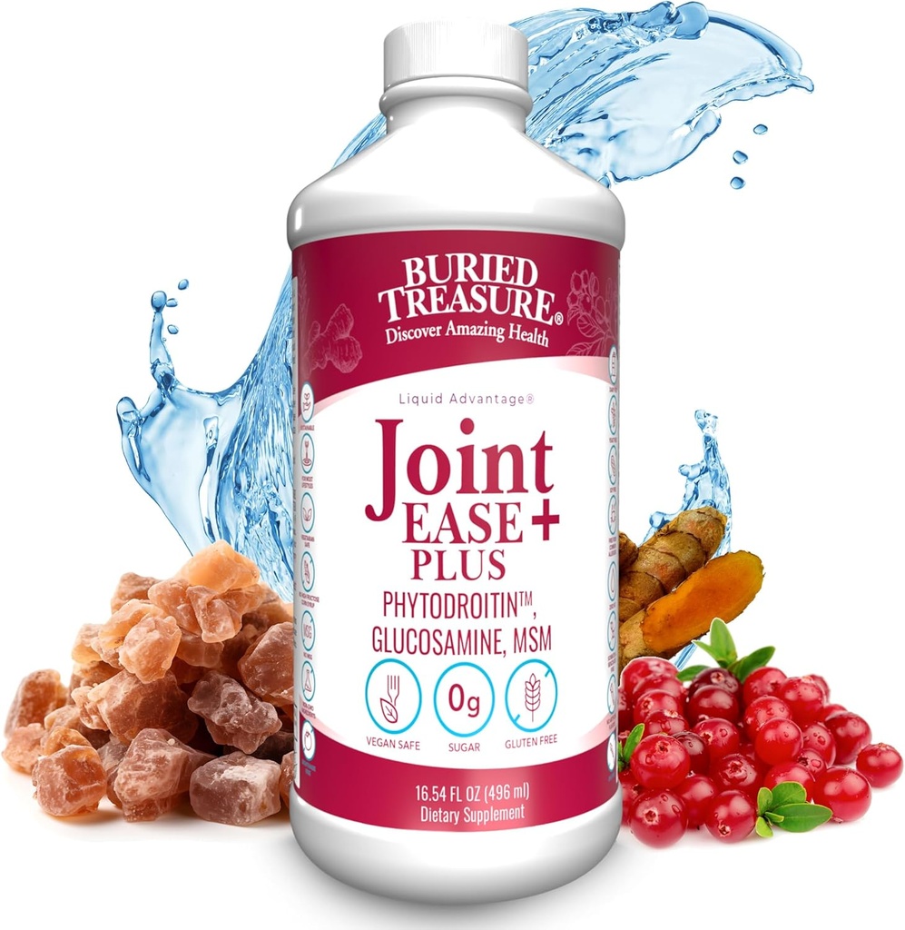 Buried Treasure Joint Ease Plus - 16 fl oz, Glucosamine Chondroitin with MSM and Turmeric, Ortak Destek Supplement Supplement Supplement