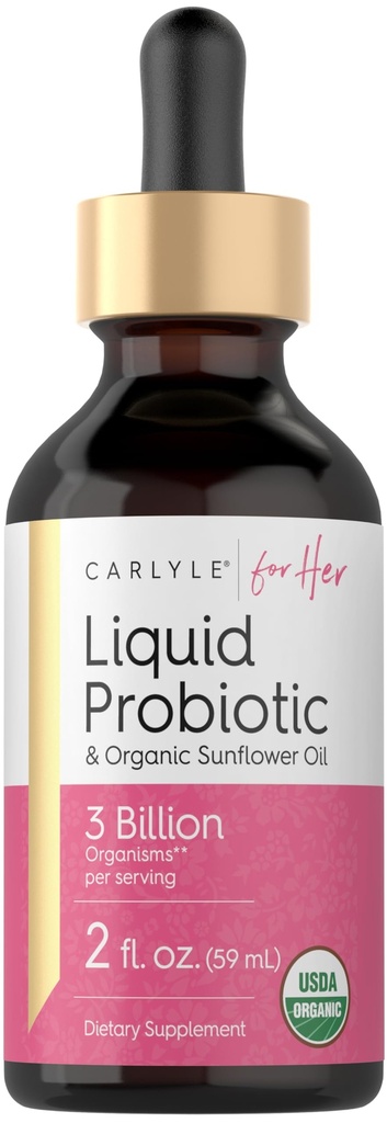 Carlyle Liquid Probiotic for Women | 2 fl oz | with Organic Sunflower Oil | 3 Billion Active Organisms | Dietary Supplement for Her