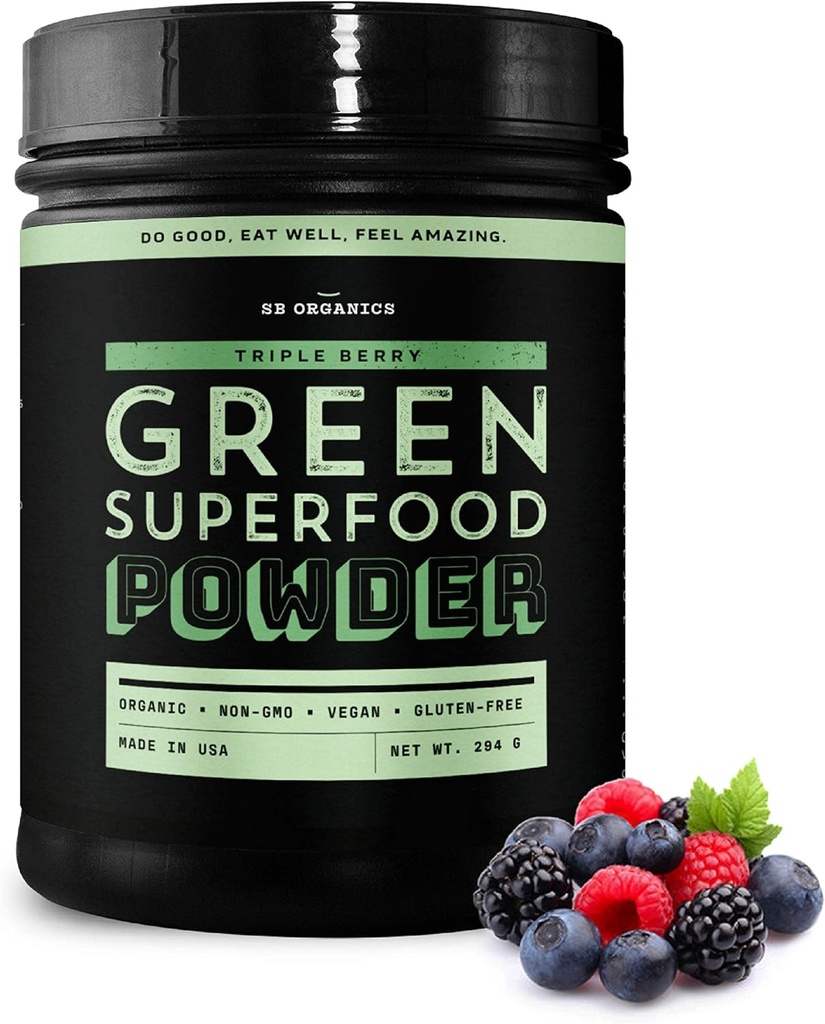 Sun Bay Gıdalar Triple Berry Green Superfood Toz | Non-GMO | Süper Yeşiller İçerdi | 10 oz.