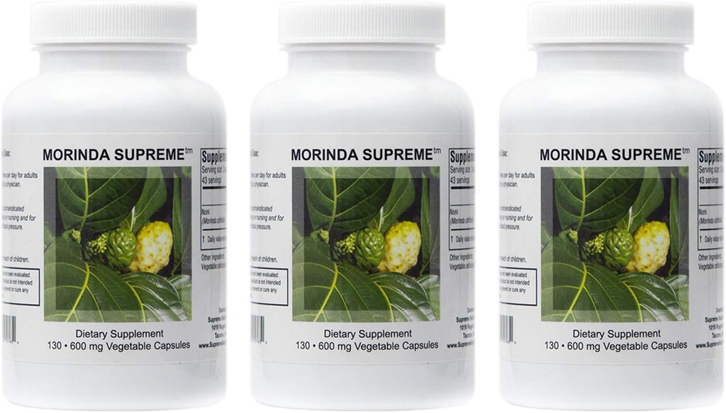 Yüksek Beslenme Morinda Yüksek, 130 Tüm Noni Meyve Vegetarian Capsules | 3 Pack