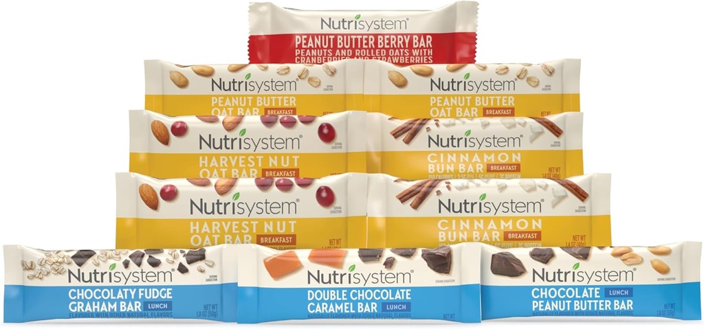Nutrisystem® Kahvaltı ve öğle yemeği Bar Çeşitli Paketi, Kilo kaybına yardımcı olur - 10 Kont