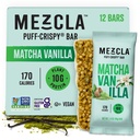 Mezcla Puff Crispy protein Bars, Gluten Free & Vegan Protein Bars, 10g Protein, Crispy Rice Universitesi, Granola Bars & Breakfast Bars, Yetişkinler için sağlıklı atıştırmalıklar, Matcha Vanilla, 12 Pack