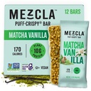 Mezcla Puff Crispy protein Bars, Gluten Free & Vegan Protein Bars, 10g Protein, Crispy Rice Universitesi, Granola Bars & Breakfast Bars, Yetişkinler için sağlıklı atıştırmalıklar, Matcha Vanilla, 12 Pack