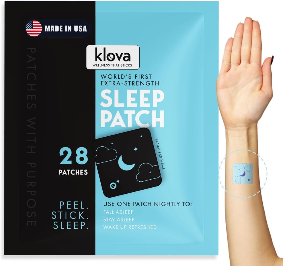 Yetişkinler için Klova Ekstra Güç Uykuları | 6 mg Melatonin, Valerian & L-Theanine | No-Habit-Forming Deep Sleep Support for Men & Women | 28 Patches