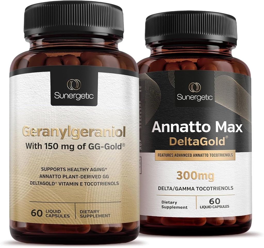 Premium Geranylgeraniol Plus Annatto Max DeltaGold - Kalp Sağlığı, Sağlıklı Ağlama, Immune Support & Genel Wellness - Geranylgeraniol 60 Capsules - Annatto Max 60 Capsules