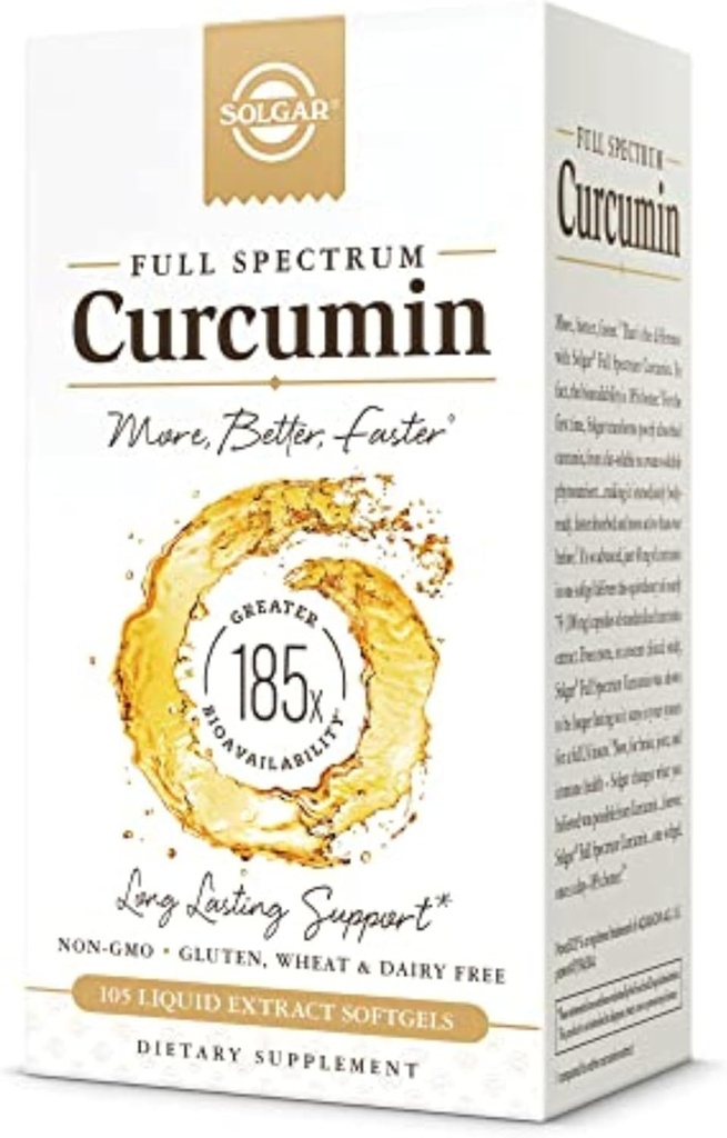 Solgar Full Spectrum Curcumin - 105 LiCaps - Üstün Abhidrasyon - Beyin, Ortak ve Immune Health - Vegan, Gluten-Free, Non-GMO, Dairy Free - 105 Servisler