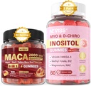 NEVISS Sugar Free 1Pack Maca Root Filled Gummies & 2Pack Myo-Inositol & D-Chiro Inositol Gummies
