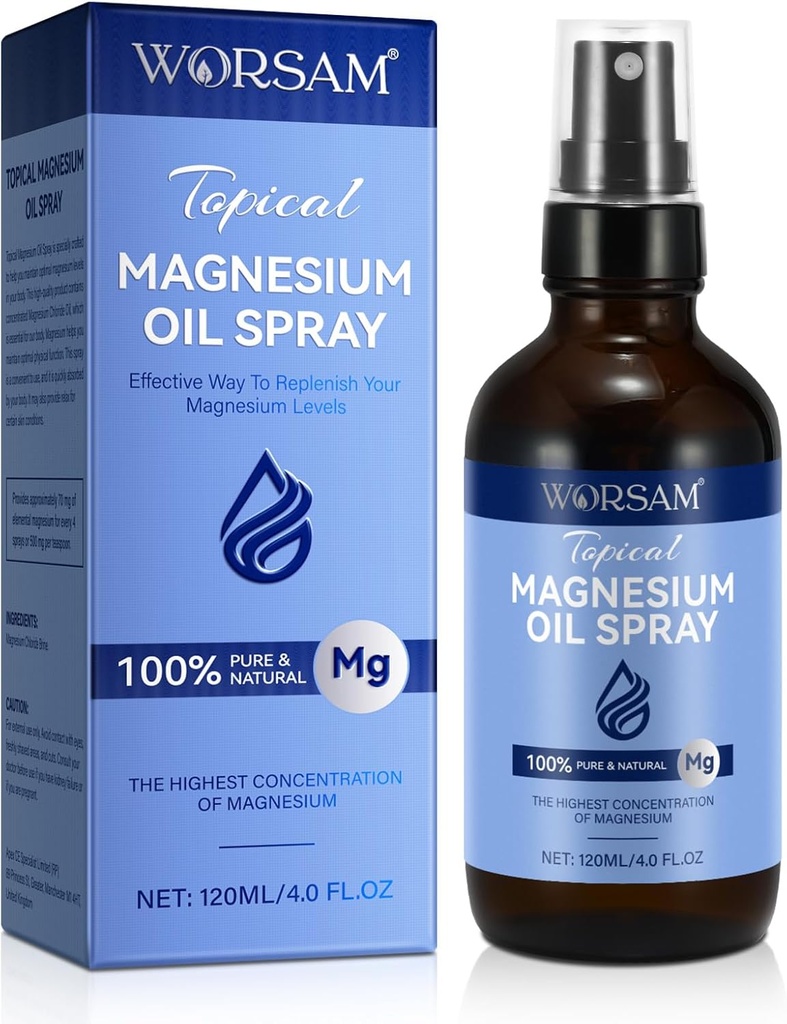 Pure Magnezyum Oil Spray, 100% Doğal Organik Petrol, Ayaklar için Magnezyum yapıştırıcısı, Kullanımı Kolay ve Aborpsiyon, 4.0 fl ozz
