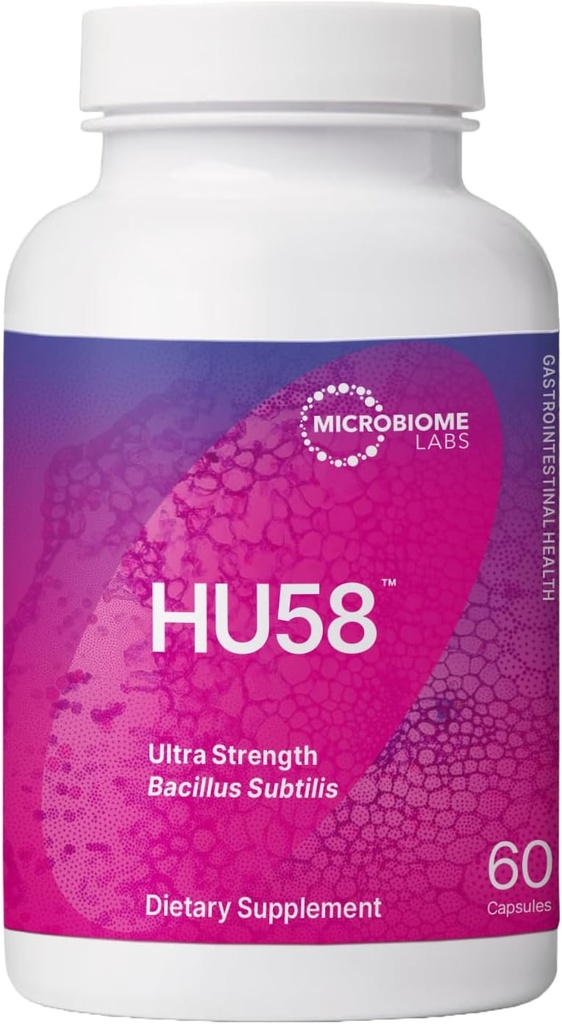 Microbiome Labs HU58 Bacillus Subtilis Probiotics for Women and Men - Υψηλή ισχύς Spore Probiotic for Digestive Health & Immune Support - Καθημερινή κάψουλες με 10 δισεκατομμύρια CFU (60 κάψουλες)