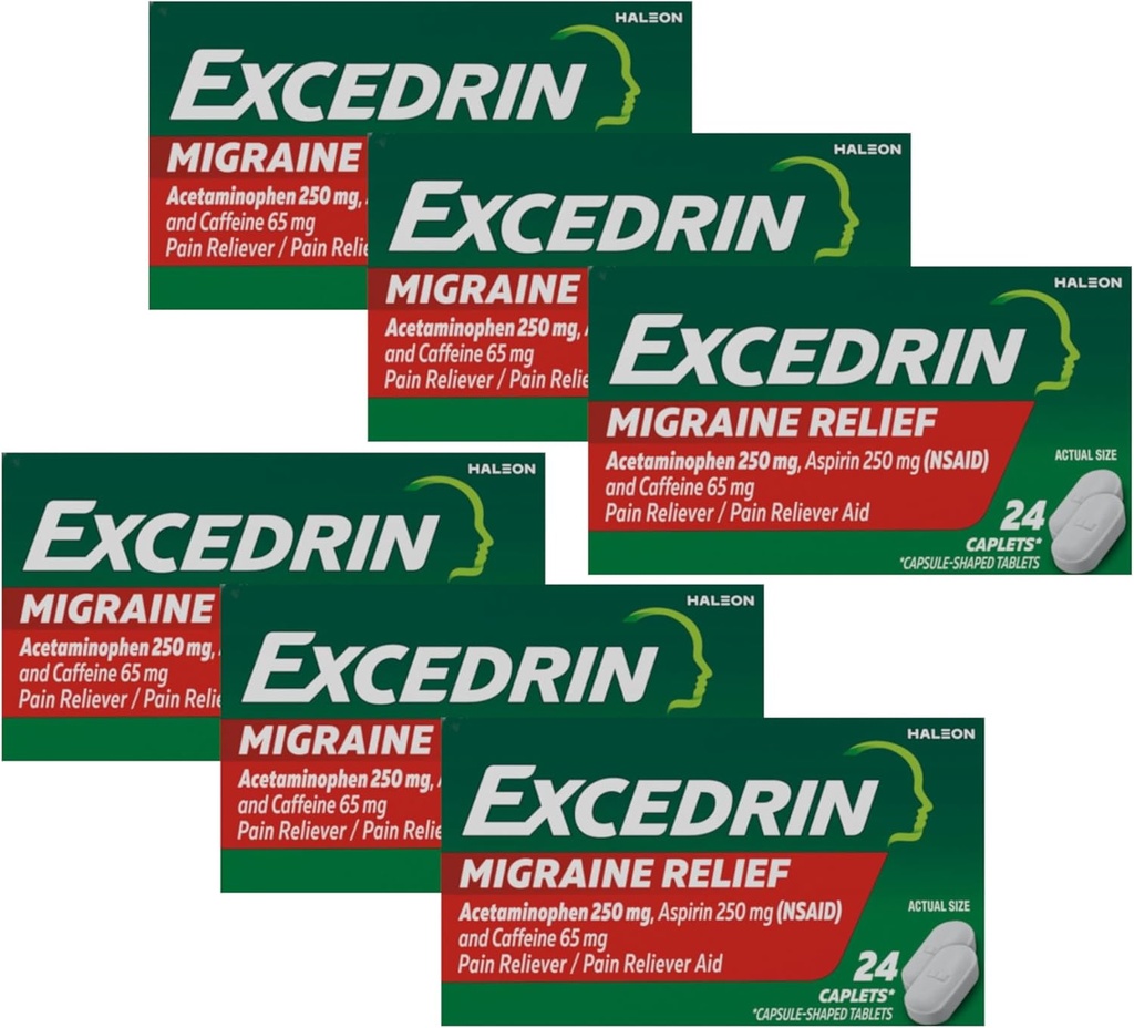 Excedrin Migraine Relief Drug, 24 Caplets (Pack of 6)