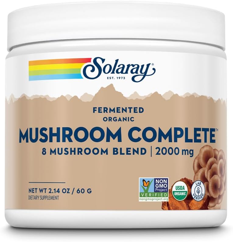 SOLARAY Fermented Organic Mushroom Tamam, Toz | Sağlıklı Immune Function Support | 2.000 mg per serv. | 60g, 30 Serv