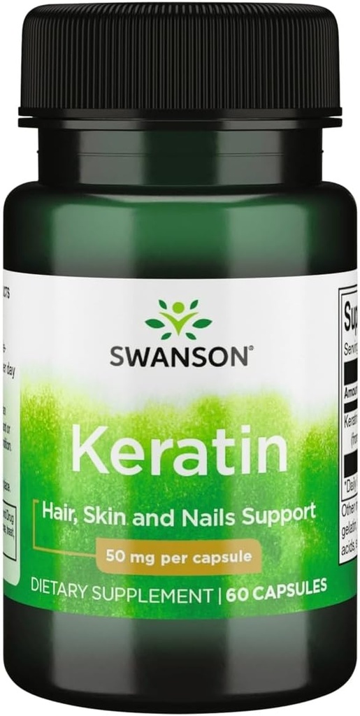 Swanson Keratin (Binsel Wool) - Doğal Supplement Sağlıklı Anonim, Saç, Cilt & Çiçekleri - Sağlıklı Bağımlı Dokulara Yardım - (60 Capsules, 50mg Her)