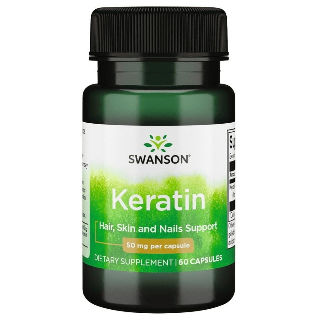 Swanson Keratin (Binsel Wool) - Doğal Supplement Sağlıklı Anonim, Saç, Cilt & Çiçekleri - Sağlıklı Bağımlı Dokulara Yardım - (60 Capsules, 50mg Her)