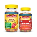 Nature Made Adult & Kids Multivitamin Gummies Combo Pack, Multis with Vitamin C, Vitamin D3, B Vitaminleri, çinko, Omega 3 Fish Oil & More, Two Multivitamin Şişes for Whole Family Family Family