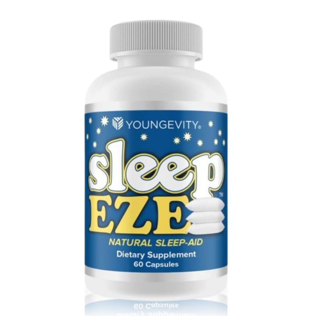Youngevity Sleep Eze - Φυσική υποστήριξη ύπνου - Ρίζα βαλεριάνας, λουλούδι πάθους, 5-HTP, μελατονίνη - Μη-Habit Forming - Συμπλήρωμα υποστήριξης ύπνου - (60 κάψουλες)
