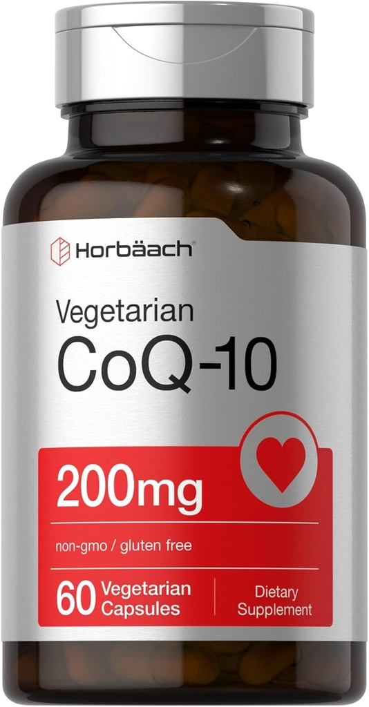 Horbäach CoQ10 200 mg | Black Pepper Extract | 60 Capsules | Vegetarian, Non-GMO, Gluten Free Supplement Supplement Supplement