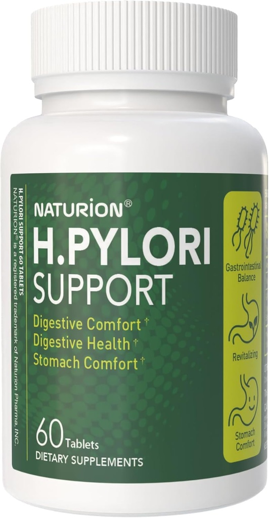 H. Pylori Υποστήριξη - Digestive Health Supplement with G- FOS Blend, Whey Protein, Licorice, Μαστίχα, Βιταμίνη U, και Βιταμίνη B2 - Στομάχι Comfort & Gut Balance - 60 Tablets, 30 Day Supply