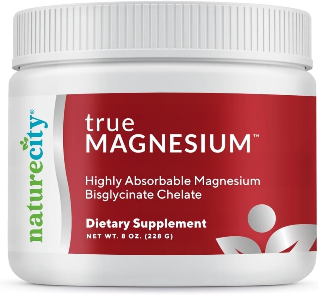 NatureCity TrueMagnesium Highly Absorbable Chelated Magnezyum Bisglycinate Toz İçecek Mix (60 Hizmet) - Magnezyum Tamam for Sleep and to Support Bone Health & Muscles