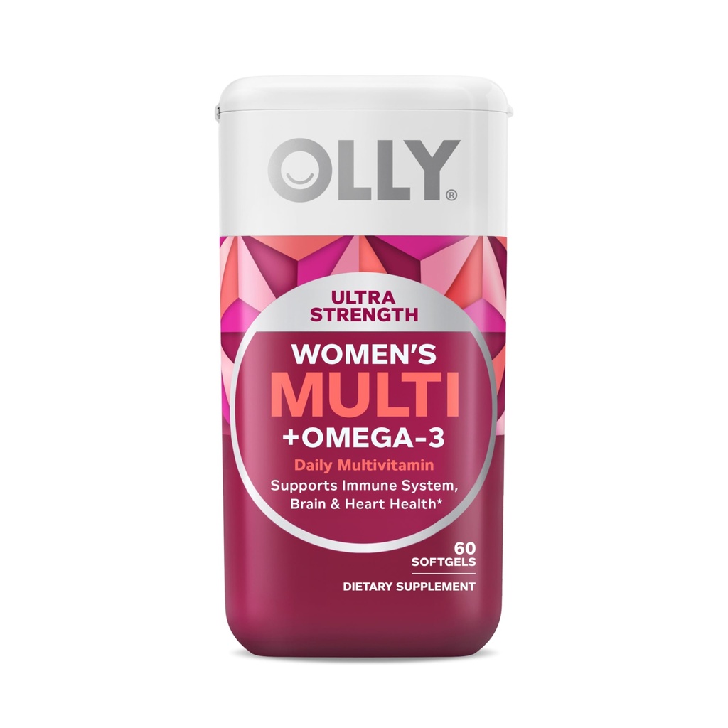 OLLY Ultra Women's Multi Softgels, Genel Sağlık ve Immune Support, Omega-3s, Iron, Vitamins A, D, C, E, B12, Daily Multivitamin, 30 Day Supply - 60 Count