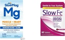 SlowMag Muscle Heart Magnezyum Chloridedisolo 120 Kont & Slow Fe 45 mg Iron Deficiency Supplement 60 Count