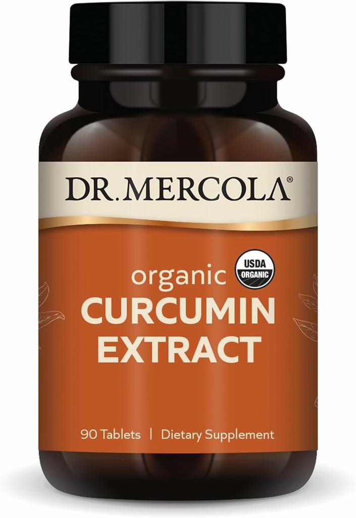 Dr. Mercola Organic Curcumin Extract, 90 Servings (90 Tablets), Dietary Supplement, Non-GMO, Certified USDA Organic