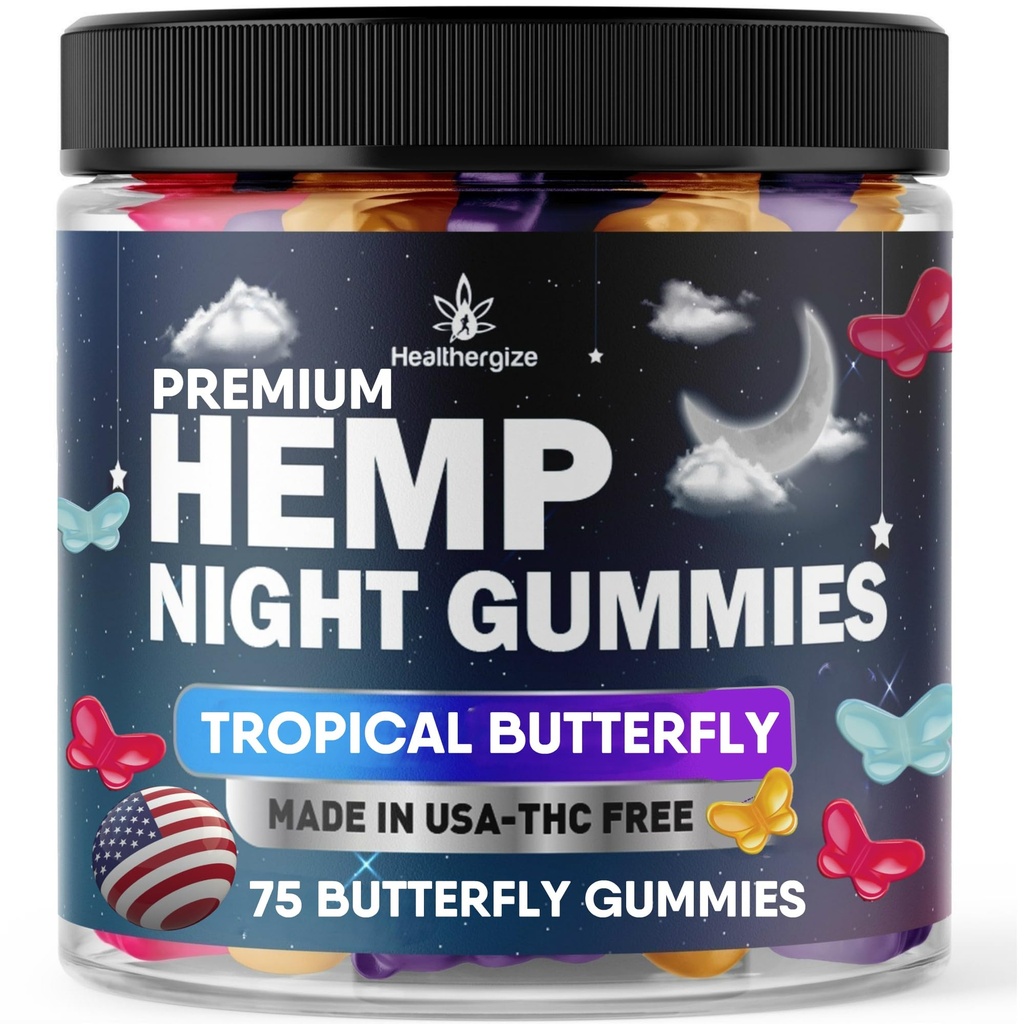 Βραδινή ώρα κάνναβης Gummies, υψηλή δύναμη Nap Gummies, ειρήνη και χαλάρωση, φρουτώδη αρκουδάκι πεταλούδας, καλή διάθεση, ήρεμη, ξεκούραστη ώρα ύπνου-φυσικό Omega κάνναβης πετρελαίου-Made στις ΗΠΑ