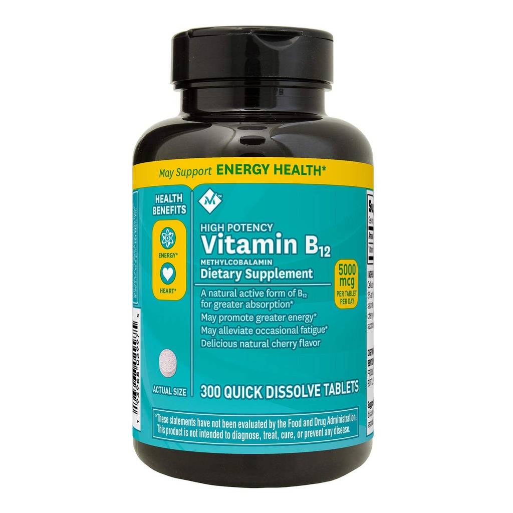 Üye Mark Vitamin B12 tilcobalamin, Diyetsel Supplement 300 ct.Quick Dissolve Tabletler