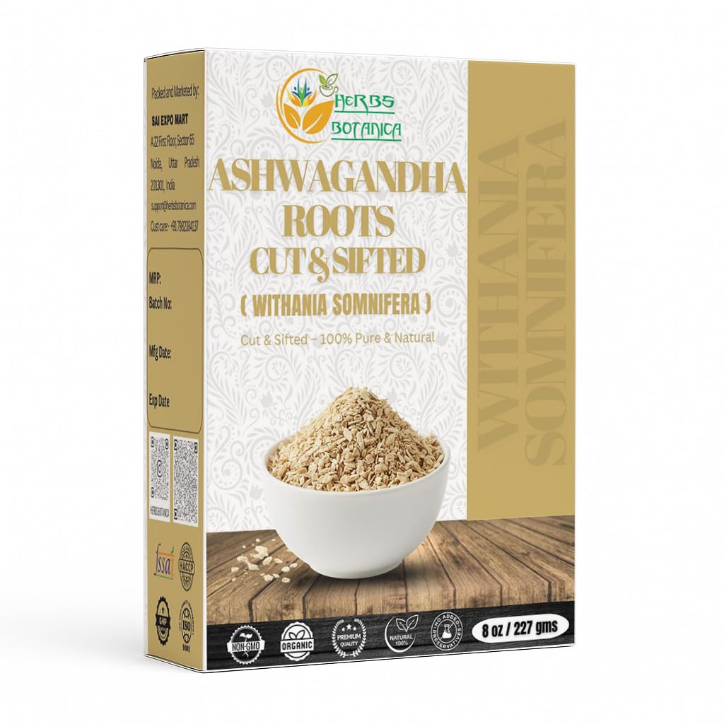 Herbs Botanica Ashwagandha Root Tea Loose Leaf for Herbal Tea, Ashwagandha Tea Herb Supplements, Withania Somnifera for Immune Support and 3-5 mm Cuts Boyut 8 Oz Paket