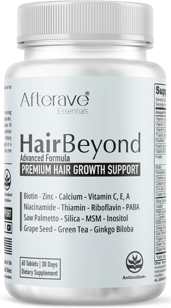 SaçBeyond Gelişmiş Saç Büyüme Formülü Güçlü Büyüme için Follicle & Scalp Güçlerini Geliştiriyor, Saç Kayıp Koruma, A, C, E, B Complex Saw Palmetto Silica Çinkodis Niacin Thiamin Biotin