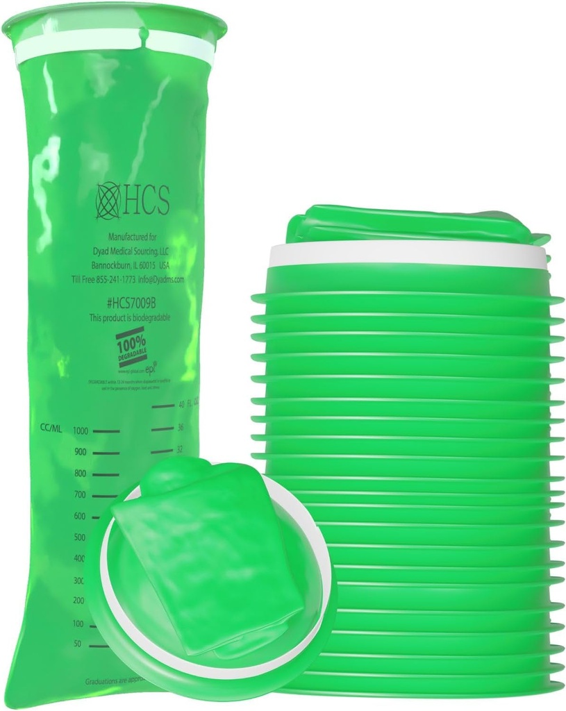 HCS Emesis Çantası - Eko-Friendly, Premium, Hospital Grade, Yetişkinler ve Çocuklar - Araç için Vomit Çantası - Seyahat, Ev Kullanımı - Up, Barf, Puke - 24, Güçlü (40 fl oz)