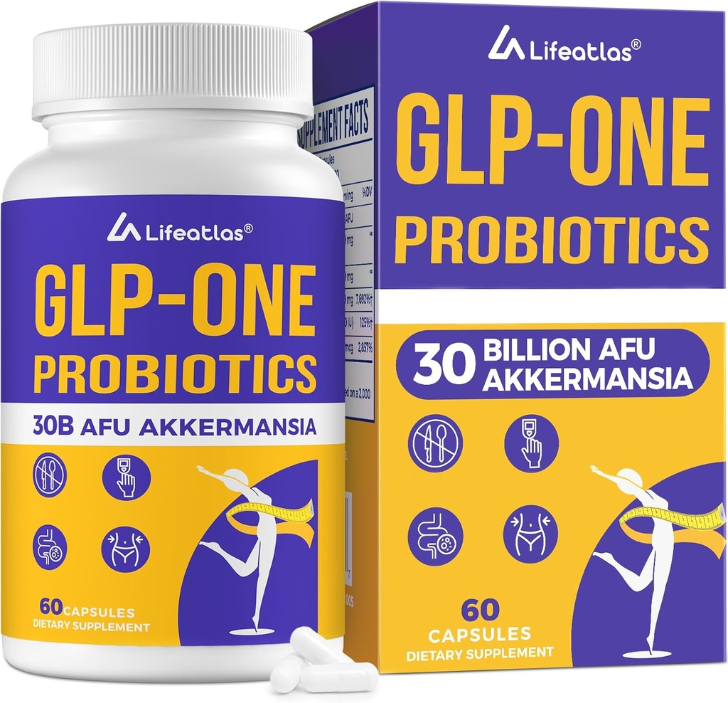 Lifeatlas GLP ONE Supplement Probiyotik | GLP ONE with 30 Milyar AFU Akkermansia Probiyotik, GLP ONE Probiyotiks for Women and Men, Daily GLP ONE Supplement, 1 Pack